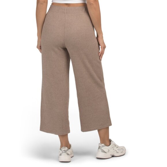 YOGALICIOUS Grey Rib Knit Wide Long Leg Lounge Pants - Picture 2 of 2